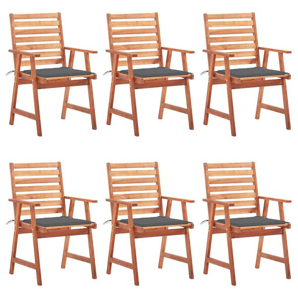 vidaXL Outdoor Dining Chairs 6 pcs with Cushions Solid Acacia Wood