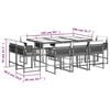 vidaXL 11 Piece Garden Dining Set with Cushions Grey Poly Rattan