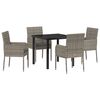 vidaXL Garden Dining Set with Cushion 5 pcs Grey Poly Rattan