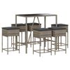vidaXL 7 Piece Garden Bar Set with Cushions Grey Poly Rattan
