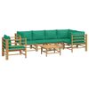 vidaXL 7 Piece Garden Lounge Set with Green Cushions Bamboo