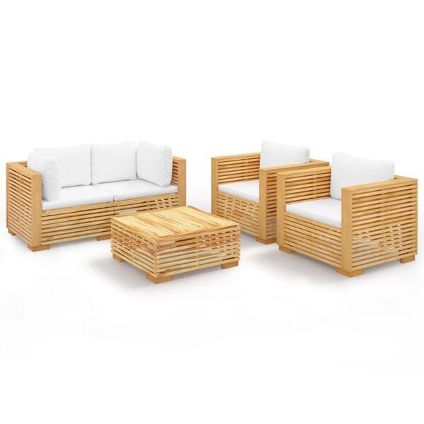 vidaXL 5 Piece Garden Lounge Set with Cushions Solid Wood Teak