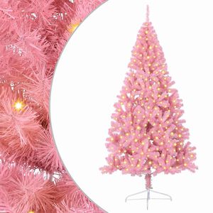vidaXL Artificial Pre-lit Christmas Tree with 300 LEDs Pink 210 cm PVC