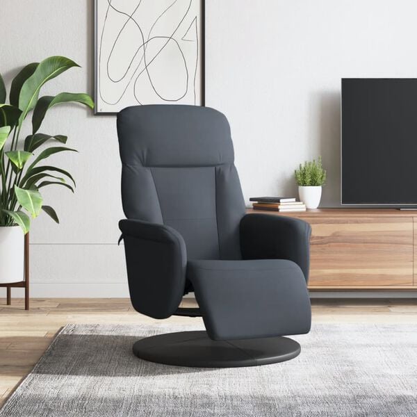 vidaXL Recliner Chair with Footrest Dark Grey Velvet