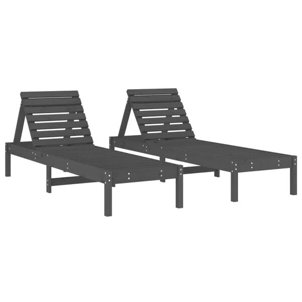 vidaXL Sun Loungers 2 pcs Grey 199.5x60x74 cm Solid Wood Pine