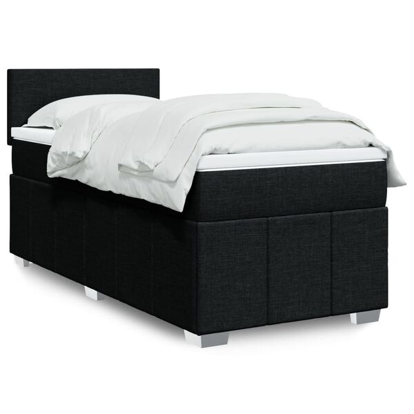 vidaXL Box Spring Bed with Mattress Black King Single Fabric