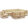 vidaXL 10 Piece Garden Lounge Set&Cushions Honey Brown Solid Pinewood