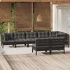 vidaXL 8 Piece Garden Lounge Set with Cushions Black Solid Pinewood