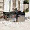 vidaXL 11 Piece Garden Sofa Set with Cushions Grey Poly Rattan