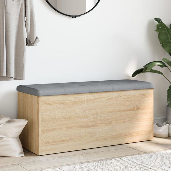 vidaXL Storage Bench Sonoma Oak 102x42x45 cm Engineered Wood