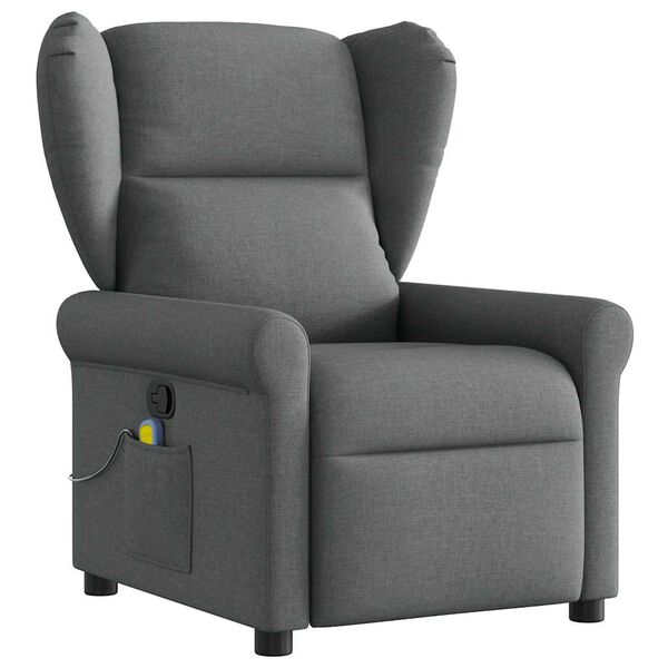 vidaXL Massage Recliner Chair Dark Grey Fabric