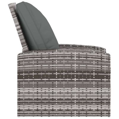 vidaXL Garden Reclining Chair with Cushions Grey Poly Rattan