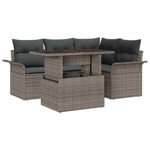 vidaXL Garden Sofa Set 5 pcs Grey Poly Rattan
