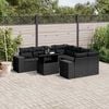 vidaXL 9 Piece Garden Sofa Set with Cushions Black Poly Rattan