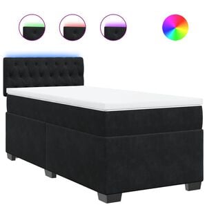 vidaXL Box Spring Bed with Mattress Black King Single Fabric