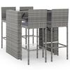 vidaXL 5 Piece Garden Bar Set with Cushions Grey Poly Rattan