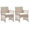 vidaXL Garden Armchairs with Cushions 2 pcs Beige Poly Rattan