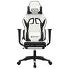 vidaXL Massage Gaming Chair with Footrest White&Black Faux Leather