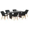 vidaXL Garden Dining Set with Cushion 7 pcs Black Poly Rattan