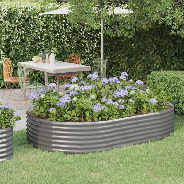 vidaXL Garden Raised Bed Galvanised Steel 214x140x36 cm Grey
