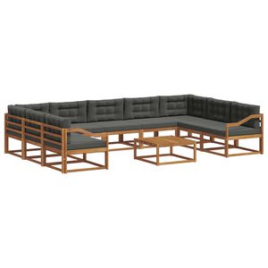 vidaXL Outdoor Sofa Set with Cushion 10 pcs Natural and Anthracite