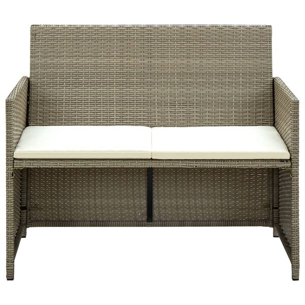 vidaXL 2 Seater Garden Sofa with Cushions Beige Poly Rattan