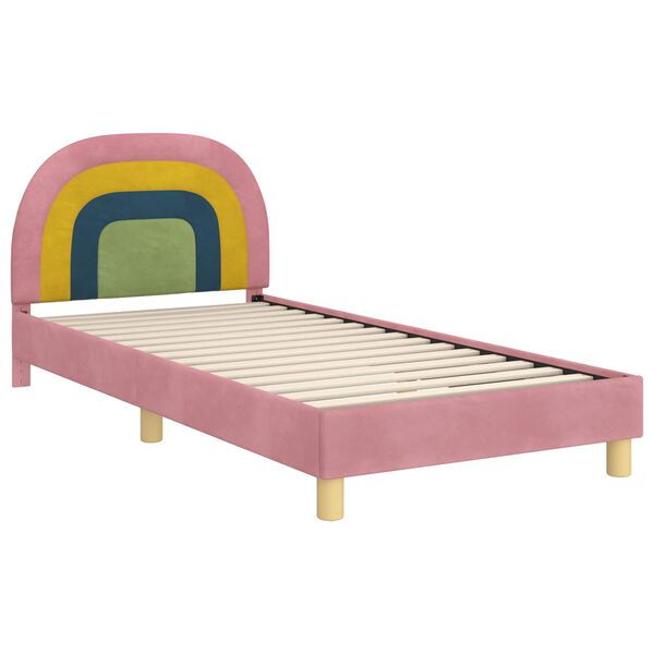 vidaXL Children's Bed Frame with Headboard Pink 90 x 190 cm Velvet