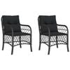vidaXL Garden Chairs with Cushions 2 pcs Black Poly Rattan