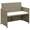 vidaXL 2 Seater Garden Sofa with Cushions Beige Poly Rattan