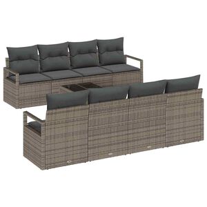 vidaXL Garden Sofa Set 9 pcs 8-Seater Grey Poly Rattan
