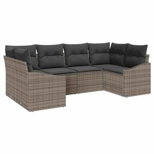 vidaXL Sofa Set with Cushion 6 pcs Grey Poly Rattan