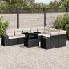 vidaXL 10 Piece Garden Sofa Set with Cushions Black Poly Rattan