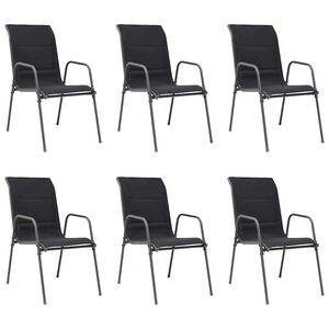 vidaXL Stackable Garden Chairs 6 pcs Steel and Textilene Black