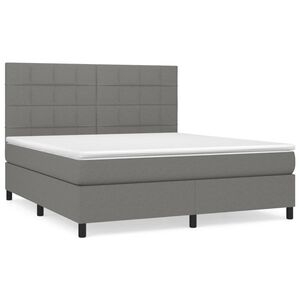 vidaXL Box Spring Bed with Mattress Dark Grey 152x203 cm Queen Fabric