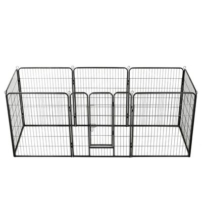 vidaXL Dog Playpen 8 Panels Steel 80x100 cm Black