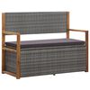 vidaXL Storage Bench 115 cm Poly Rattan and Solid Acacia Wood Grey
