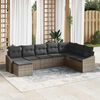 vidaXL Garden Sofa Set with Cushion 8 pcs Grey Poly Rattan