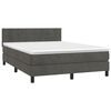 vidaXL Box Spring Bed with Mattress&LED Dark Grey 137x187 cm Double Size Velvet