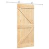 vidaXL Sliding Door Natural and White 90 x 210 cm Solid Pine Wood