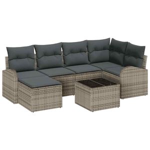 vidaXL Sofa Set 7 pcs Grey Poly Rattan
