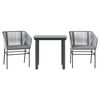 vidaXL 3 Piece Garden Dining Set with Cushions Grey Poly Rattan Glass