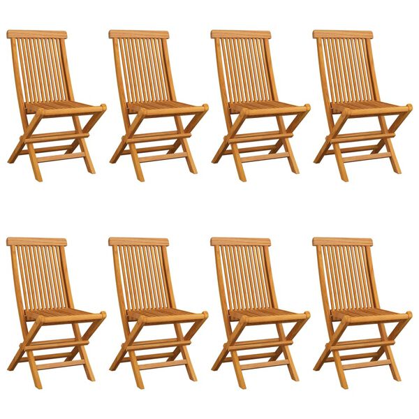 vidaXL Garden Chairs with Anthracite Cushions 8 pcs Solid Teak Wood
