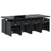 vidaXL 13 Piece Garden Dining Set with Cushions Black Poly Rattan