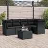 vidaXL 6 Piece Garden Sofa Set with Cushions Black Poly Rattan