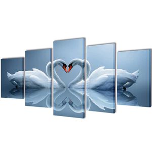 vidaXL Canvas Painting | Various blues and whites | Canvas, wood | 200 x 100 cm