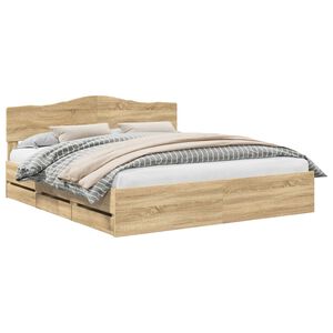vidaXL Bed Frame with Drawer Sonoma Oak 180 x 200 cm Engineer Wood