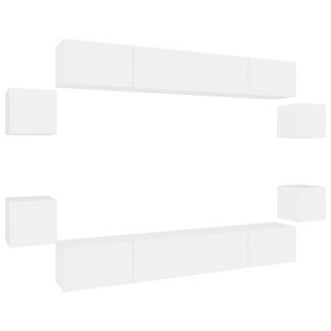 vidaXL 8 Piece TV Cabinet Set White Engineered Wood