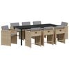 vidaXL Garden Dining Set 9 pcs Beige Poly Rattan