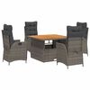 vidaXL 5 Piece Garden Dining Set with Cushions Grey Poly Rattan