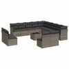 vidaXL 14 Piece Garden Sofa Set with Cushions Grey Poly Rattan